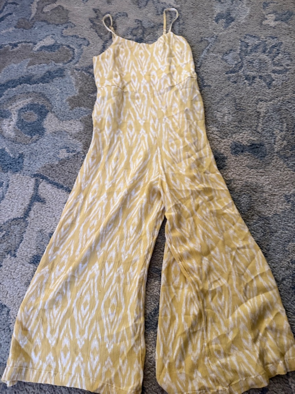 O'Neill Yellow Ikat Wide-Leg Spaghetti-Strap Jumpsuit